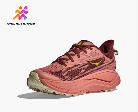 Giày Chạy Bộ Nữ Hoka Challenger 8 Wide Trail - Blush / Dark Cedar 