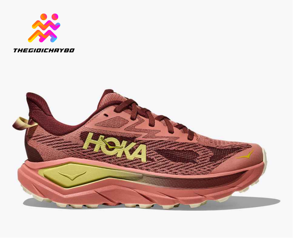  Giày Chạy Bộ Nữ Hoka Challenger 8 Wide Trail - Blush / Dark Cedar 