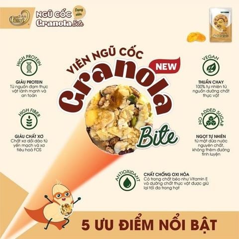  Viên Ngũ Cốc Faminuts Granola Bite - Vị Tự Nhiên (Túi 30g) 