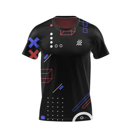  Áo Thun T-shirt Chạy Bộ Nam TGCB 100% Polyester, Thấm Hút Tốt, Nhanh Khô - Đen Họa Tiết 