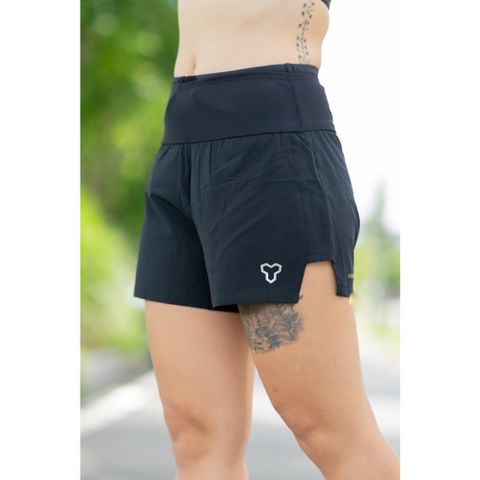  Quần Đùi Chạy Bộ Nữ MOTIVE Plus Belt SM30422 - Đen/Cam/Xanh Dương 