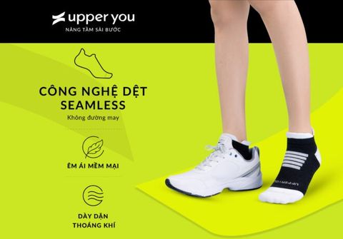  Tất/Vớ Cổ Ngắn Upper You SPM2003 Max Cushion - Trắng Xám 