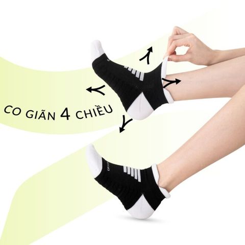  Tất/Vớ Cổ Ngắn Upper You SPM2003 Max Cushion - Đen Trắng 
