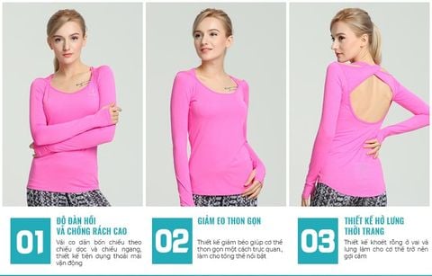  Áo Dài Tay Nữ RunTiger 3999 Hở Lưng - Màu Hồng 