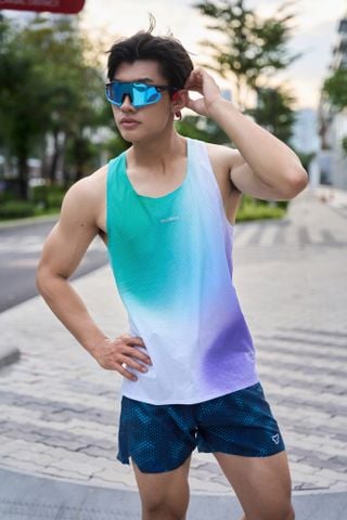  Áo Singlet Chạy Bộ Nam Motive Airwear - Xanh tím 
