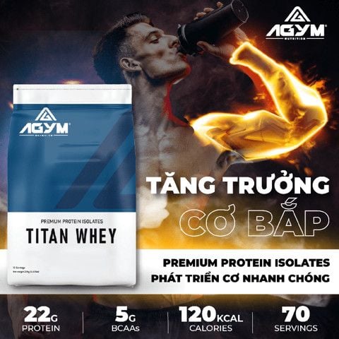 Titan Whey Protein gói 2.1kg - Sữa Tăng Cơ Bắp Cao Cấp 70 lần dùng