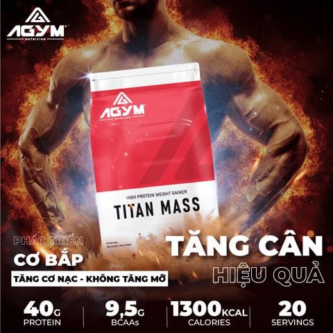  TITAN MASS Weight Mass Gainer gói 2kg - Sữa Tăng Cân và Cơ Nạc cao cấp 
