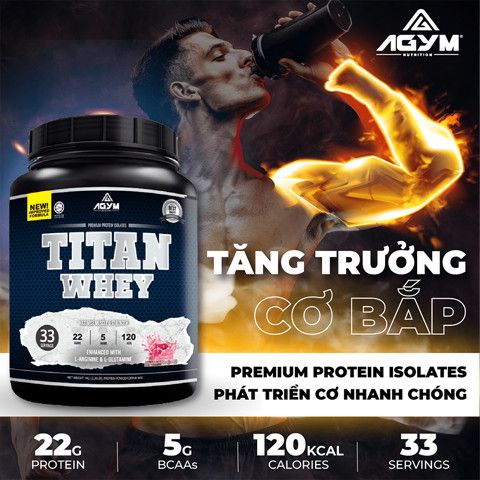  Titan Whey Protein hộp 1kg - Sữa Tăng Cơ Bắp Cao Cấp 33 lần dùng 