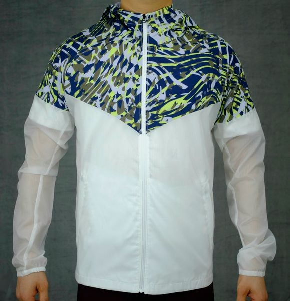  Áo Khoác Chạy Bộ Aspire Phối Màu APK207 - Trắng Xám Xanh 