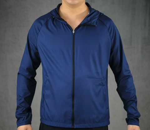  Áo Khoác Chạy Bộ Aspire Một Màu Có Nón APK110 - Xanh Navy 