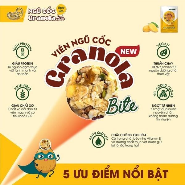  Viên Ngũ Cốc Faminuts Granola Bite - Vị Xoài (Túi 30g) 