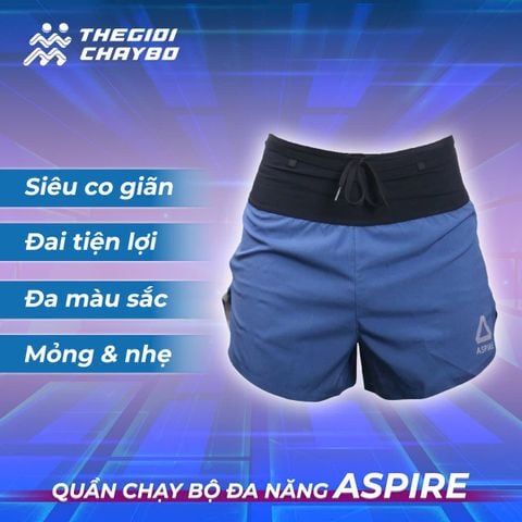  Quần Short Chạy Bộ Aspire APQ638 Đa Năng, Có Đai Belt  - Xanh Lam 