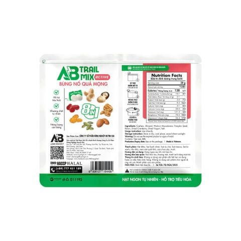  Túi Hạt Dinh Dưỡng AB Trail Mix Bùng Nổ Quả Mọng 28g 