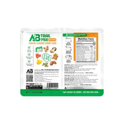  Túi Hạt Dinh Dưỡng AB Trail Mix Năng Lượng Nhiệt Đới 28g 
