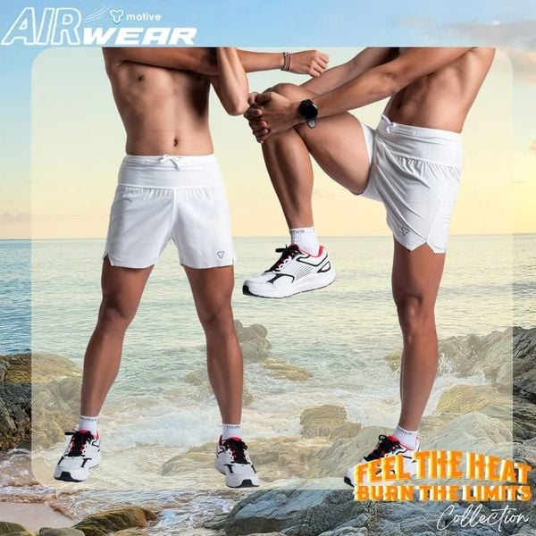  Quần Chạy Bộ Nam Motive SM201 Có Đai Belt - Trắng 