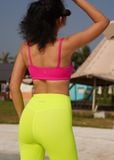  Matching Sets Áo Bra Laha Hot Pink - Quần Vàng Xanh Neon 