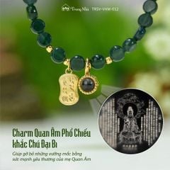 Vòng tay đá lam ngọc charm vàng khắc chú Om mani padme hum, Đại bi phổ chiếu (TRSV VHM 012)