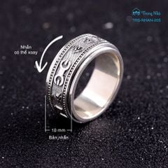 Nhẫn bạc khắc chú Om Mani Padme Hum xoay - Tịnh hóa thân tâm ( TRS NHAN 205 )