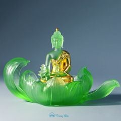 Tượng Ngài Dược sư lưu ly dát vàng y áo kèm đài sen ( PKHI-TUONG-002)