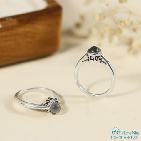 Nhẫn bạc khắc chú Om Mani Padme Hum Quan Âm phổ chiếu (NHAN 180)