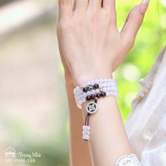 Tràng chuỗi 108 hạt moonstone charm chày kim cang đôi  (VHM 188)