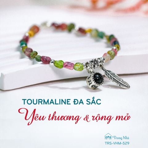 Vòng tourmaline đa sắc charm Phổ chiếu Bát Nhã Tâm Kinh (TRS VHM 529)
