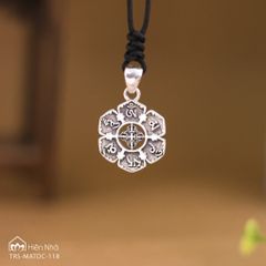 Mặt dây chuyền bạc khắc Om Mani Padme Hum biểu tượng Chày Kim Cang (TRS MATDC 118)
