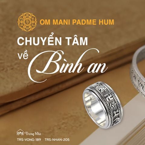 Nhẫn bạc khắc chú Om Mani Padme Hum xoay - Tịnh hóa thân tâm ( TRS NHAN 205 )