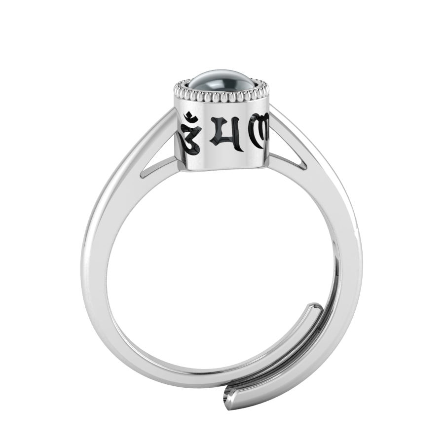 Nhẫn bạc khắc chú Om Mani Padme Hum Quan Âm phổ chiếu (NHAN 180)