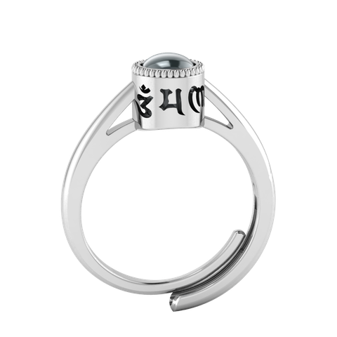 Nhẫn bạc khắc chú Om Mani Padme Hum Quan Âm phổ chiếu (NHAN 180)
