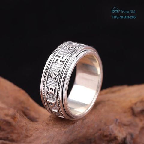 Nhẫn bạc khắc chú Om Mani Padme Hum xoay - Tịnh hóa thân tâm ( TRS NHAN 205 )