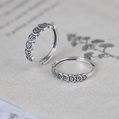 Nhẫn bạc khắc chú Om mani padme hum chữ vạn ( NHAN 077 )