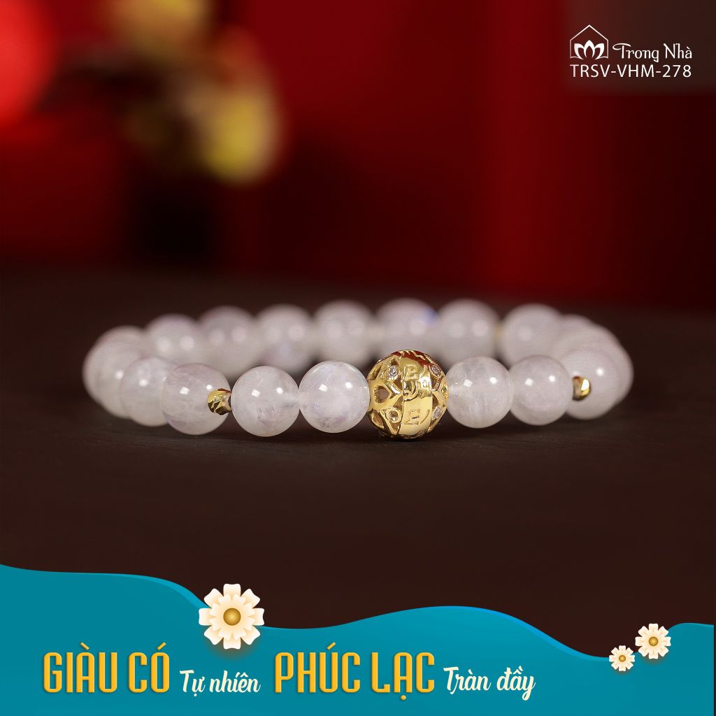 Vòng tay Phúc Bảo - Charm vàng khắc chú zambala mix đá (TRS VHM 278)