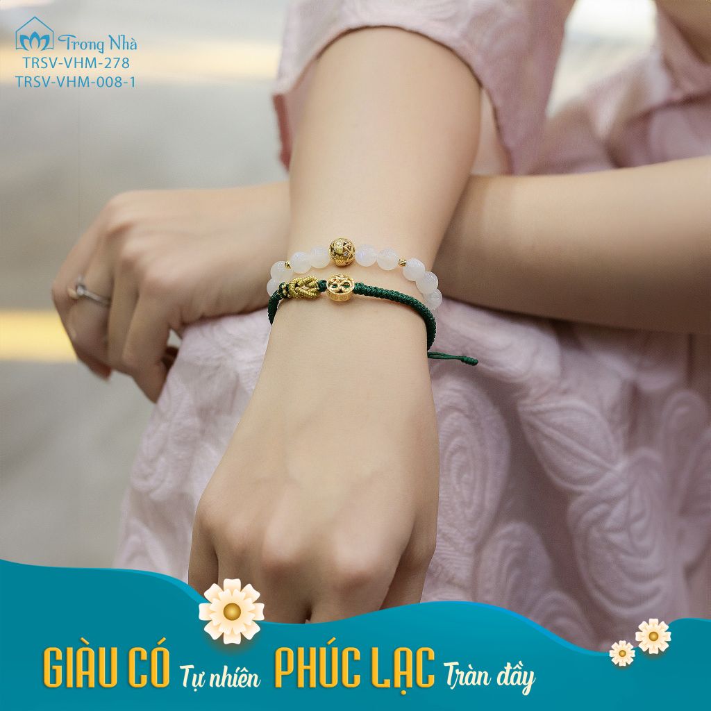 Vòng tay Phúc Bảo - Charm vàng khắc chú zambala mix đá (TRS VHM 278)