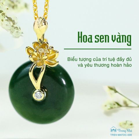 Mặt dây chuyền vàng hoa sen gắn đồng điếu ngọc ( MATDC 009 )