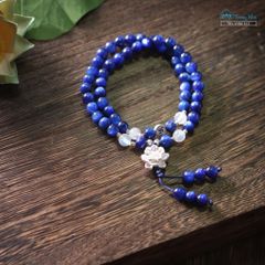 Vòng Kyanite 5 li cuốn đôi mix Moonstone charm hoa sen (TRS VHM 317)