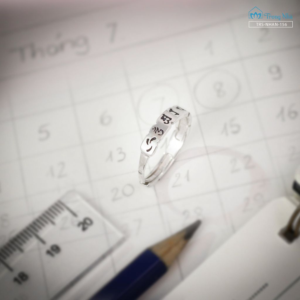 Nhẫn bạc khắc chú Văn Thù Sư Lợi (TRS  NHAN 156)
