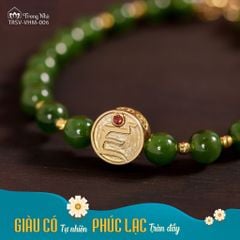 Vòng tay Phúc Lạc - Ngọc bích mix chủng tự Zam vàng