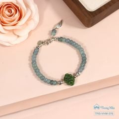Vòng Lam Ngọc mix Ngọc Bích nút Cát Tường (TRS VHM 376)
