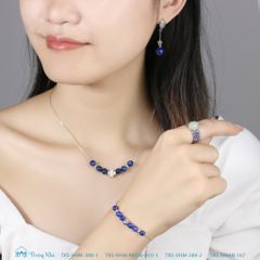 Dây chuyền đá kyanite 6 li mix charm cỏ 4 lá (TRS VHM 388-1)