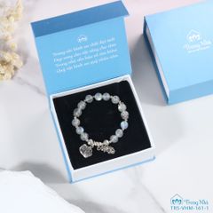 Vòng hắc nguyệt quang 8 li mix charm cá chép lá sen ( VHM 161-1 )