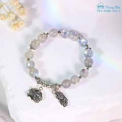 Vòng hắc nguyệt quang 8 li mix charm cá chép lá sen ( VHM 161-1 )