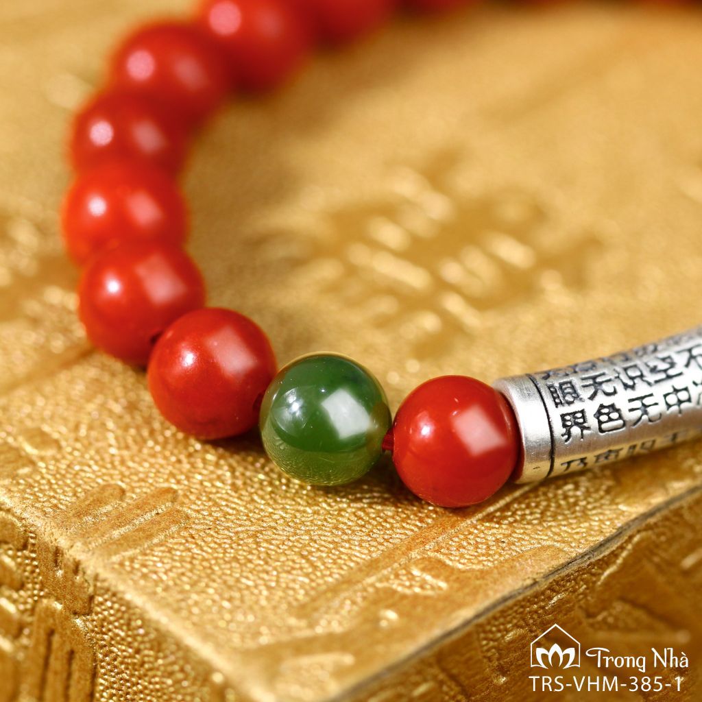 Vòng san hô đỏ charm bát nhã (vhm 385)