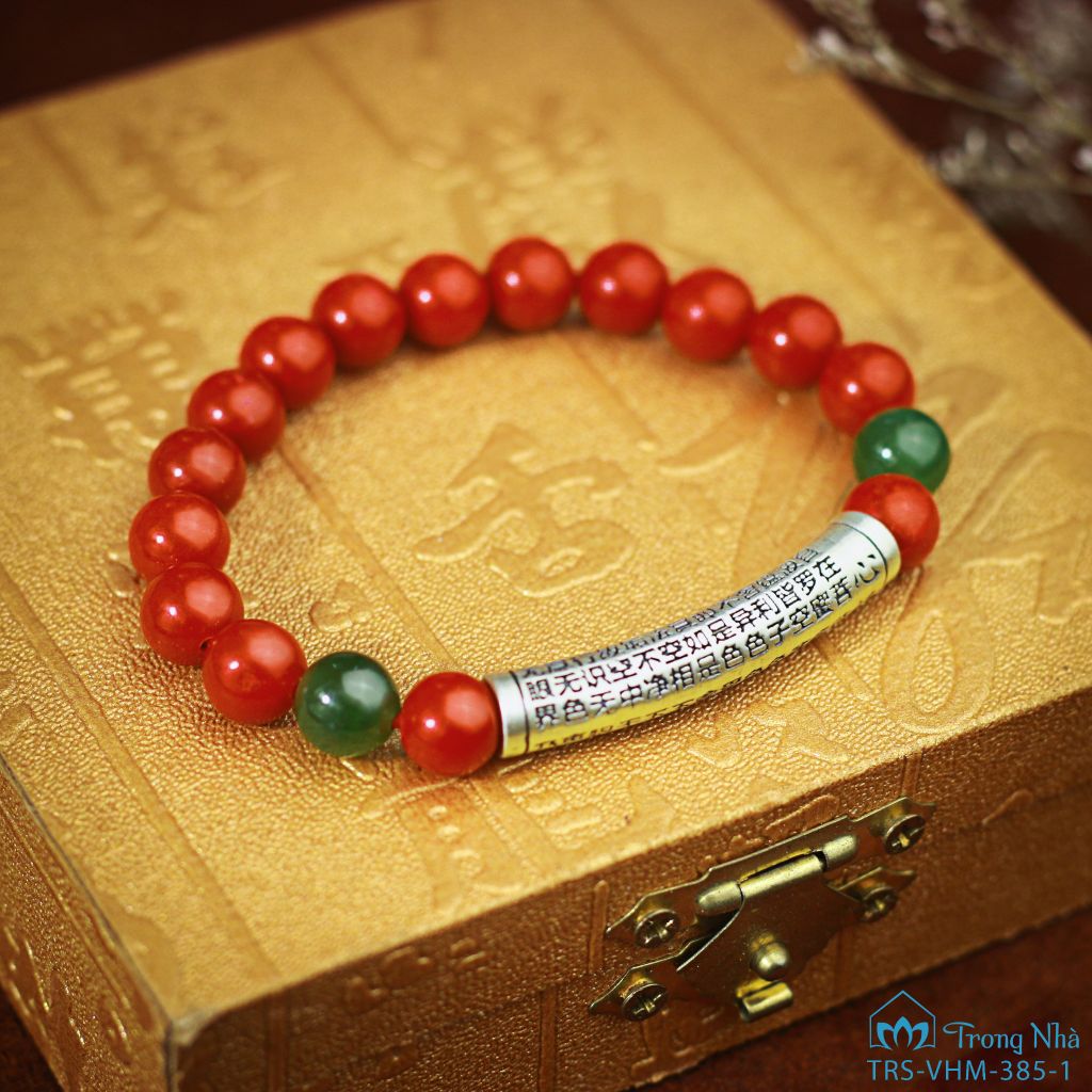 Vòng san hô đỏ charm bát nhã (vhm 385)
