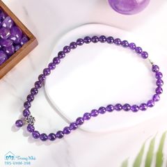 Vòng cổ thạch anh tím 8 li mix sen bạc