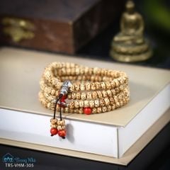Minh nguyệt bảo châu - Vòng bồ đề tinh nguyệt mix san hô đỏ (VHM 305)
