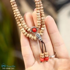 Minh nguyệt bảo châu - Vòng bồ đề tinh nguyệt mix san hô đỏ (VHM 305)