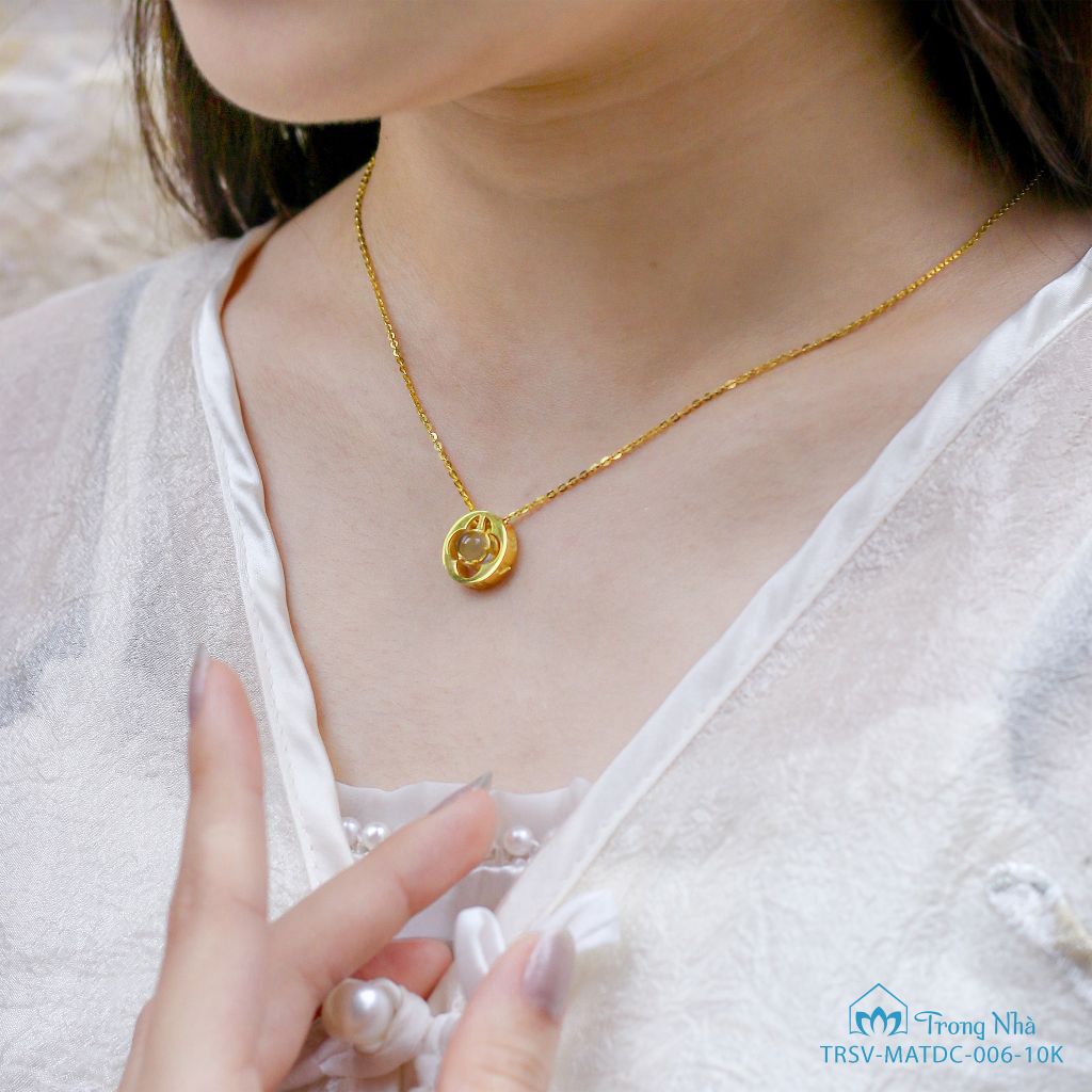 Phúc tự phổ chiếu - Mặt dây chuyền vàng cỏ 4 lá phổ chiếu Bát Nhã ( MATDC 006 )