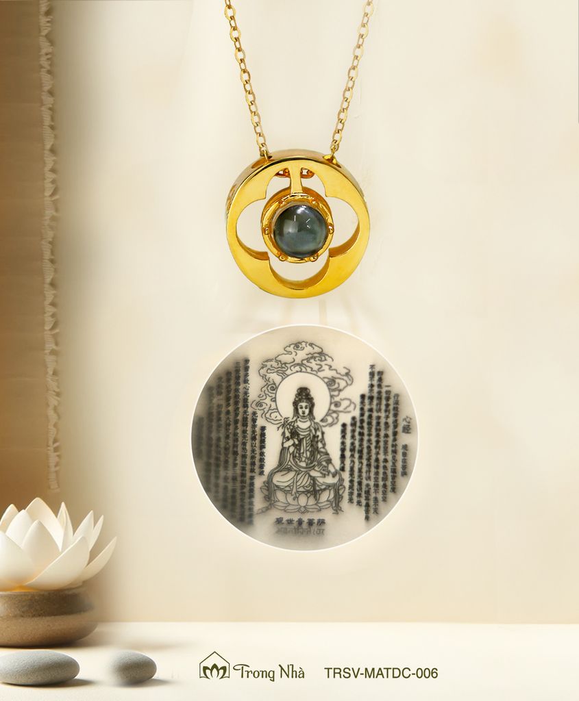 Phúc tự phổ chiếu - Mặt dây chuyền vàng cỏ 4 lá phổ chiếu Bát Nhã ( MATDC 006 )