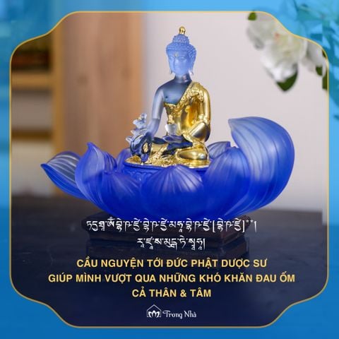 Tượng Ngài Dược sư lưu ly dát vàng y áo kèm đài sen ( PKHI-TUONG-002)